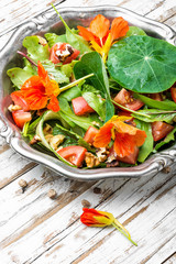 Salad with vegetables and nasturtium