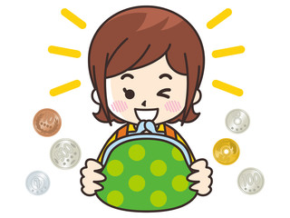 がま口財布を持った主婦
