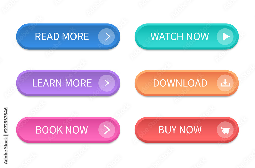 Poster set of modern buttons for web site and ui. vector icon.