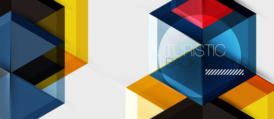 Bright color hexagon geometrical composition background, business presentation template