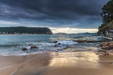 High Tide Swells Up Sunrise Seascape