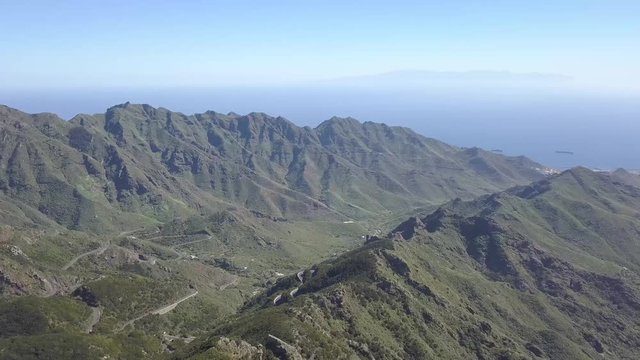 Flying over the serpentine in the mountains of Tenerife