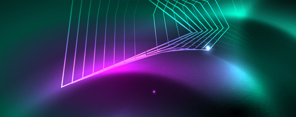 Shiny glowing design background, neon style lines, technology concept, vector