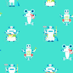 Seamless pattern with robots assistent