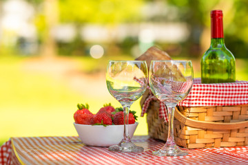 picnic on the nature. romantic dinner on the nature. rest on vacation or weekend