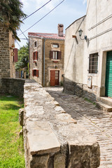 typical stone houses and streets in the old city of Groznjan in Istria