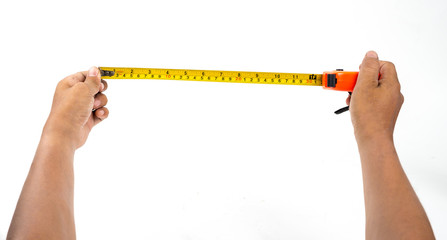 Hands with the measuring tape