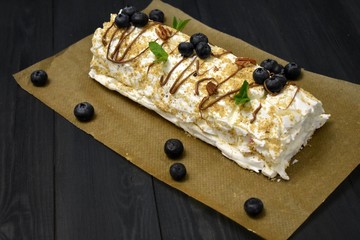 Meringue roll, pavlova cake, cake