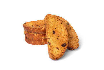 Crispy rusk isolated on white background.