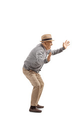 Fototapeta premium Senior man gesturing a defense position