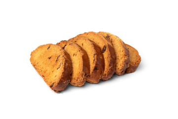 Crispy rusk isolated on white background.
