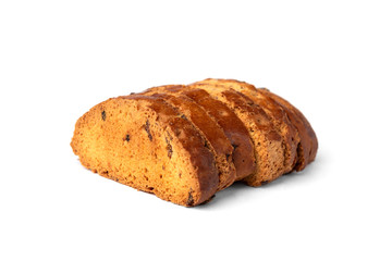 Crispy rusk isolated on white background.