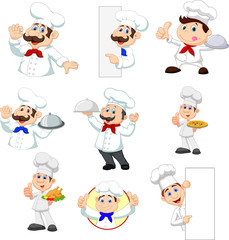 Fototapeta premium Set of cartoon chef on white background