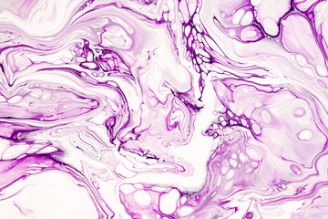 Fototapeta na wymiar Acrylic abstract paint violet waves. Marbled, beautiful granite texture.