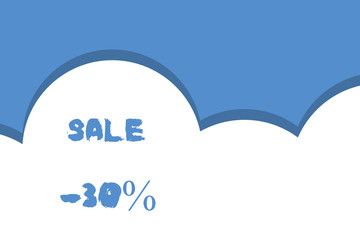 Writing note showing Sale 30 Percent. Business concept for A promo price of an item at 30 percent markdown Half cloud blue sky landscape Seamless cloudy pattern Abstract
