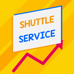 Conceptual hand writing showing Shuttle Service. Concept meaning vehicles like buses travel frequently between two places Blank rectangle above another zigzag upwards increasing sale