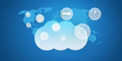 Internet of Things, Cloud Computing Design Concept with Icons - Digital Network Connections, Technology Background 