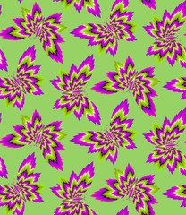Dance of butterflies. Optical illusion of movement. Seamless pattern. 
