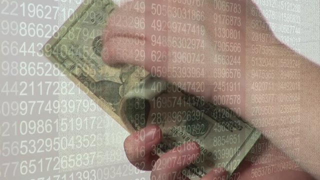 Counting dollar bills by hand