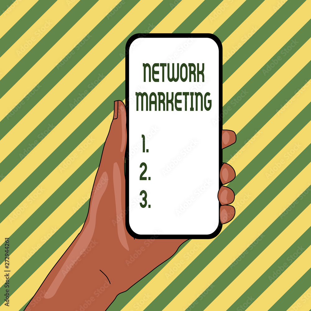 Poster handwriting text network marketing. conceptual photo pyramid selling multi level of trading goods an
