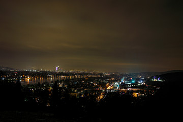 Fototapeta na wymiar Skyline of a town At night