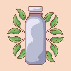 ecological bottle with natural leafs