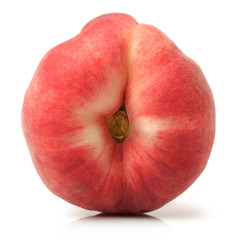 chinese flat peaches on white background 