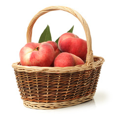 chinese flat peaches on white background 