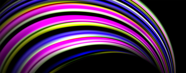 Fluid color waves with light effects, vector abstract background