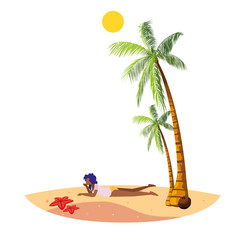 young afro woman on the beach summer scene