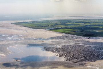 Insel Pellworm, Luftbild vom Schleswig-Holsteinischen Nationalpark Wattenmeer