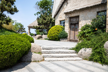Summer courtyard and stone house - 272948015