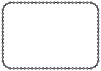 Vector realistic bike chain. A4 frame line with rounded corners. Isolated on white background.