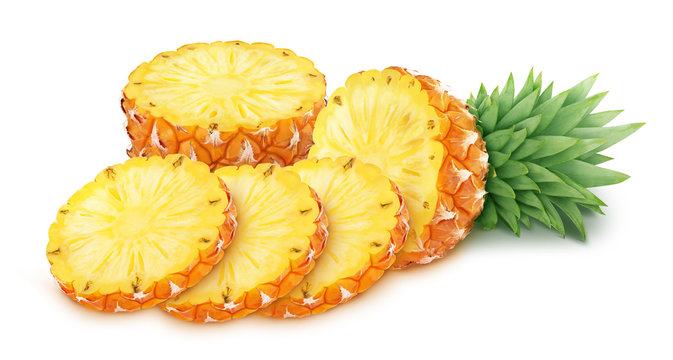 Cutted pineapple isolated on a white background.