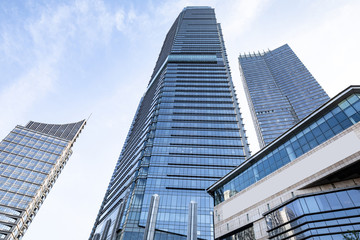 Low angle shot of modern glass building