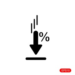 percent icon down with white background
