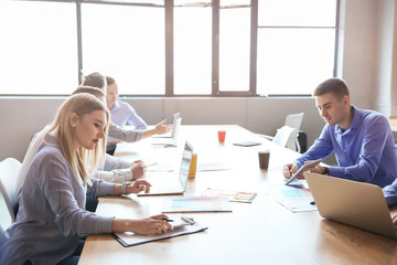 Fototapeta premium Colleagues during business meeting in office