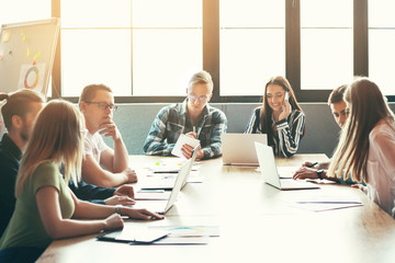 Colleagues during business meeting in office