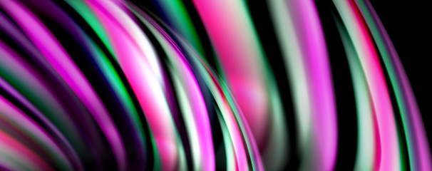 Fluid color waves with light effects, vector abstract background