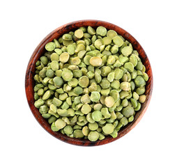 Raw peas on white background