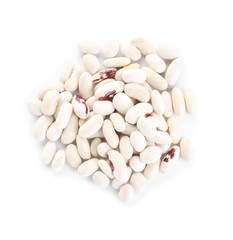 Raw beans on white background