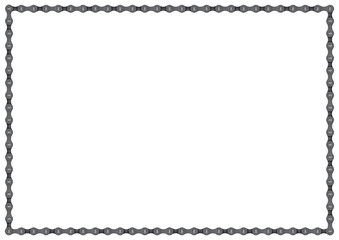 Vector realistic bike chain. A4 frame line. Isolated on white background.