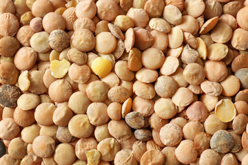Heap of raw lentils, closeup