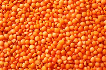 Heap of raw lentils, closeup