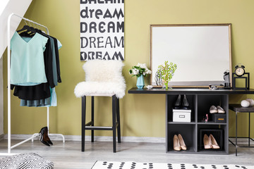 Interior of modern makeup room
