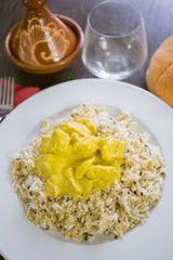 poulet au curry et riz