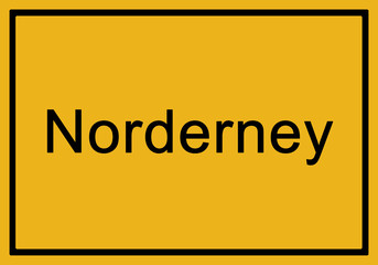 Typical german yellow city sign Norderney