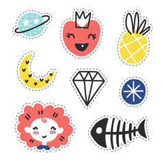 Summer doodle stickers set