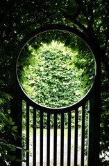 Moon gate in garden