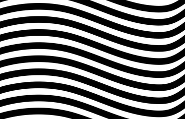 Vector striped white and black background. curve line pattern abstract texture 
